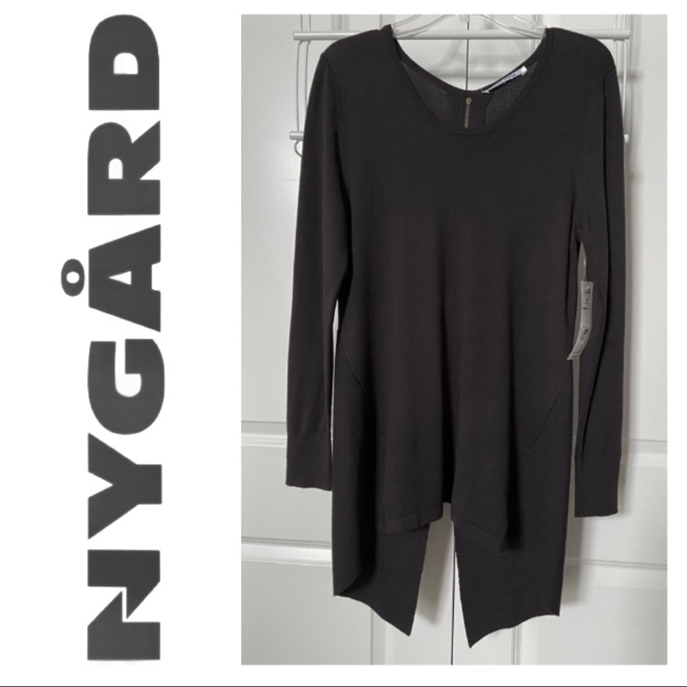 NWT SM GREY Sweater Tunic w Asymmetrical Back w Zip